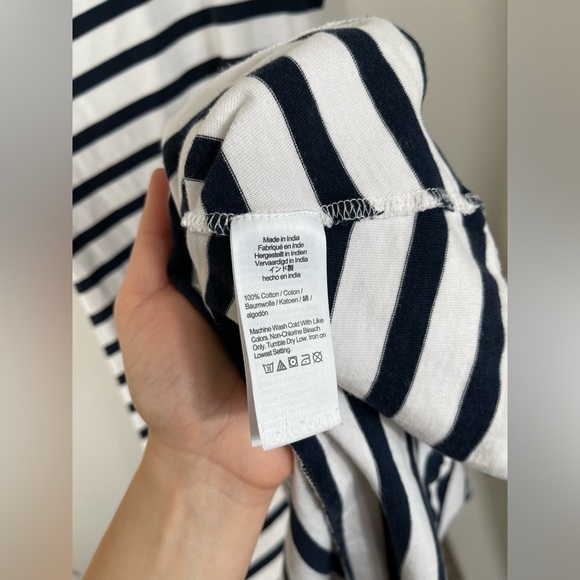 JCrew Women's Soft Cotton High Low Maxi Dress Nautical Navy WhiteStripe Size XXS - Picture 9 of 16